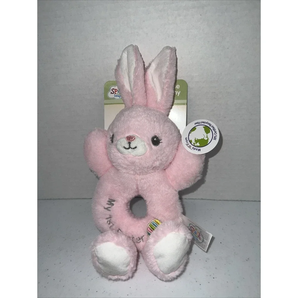 NwT Spark Create Imagine My First Easter Rattle  pink plush bunny  rabbit 10